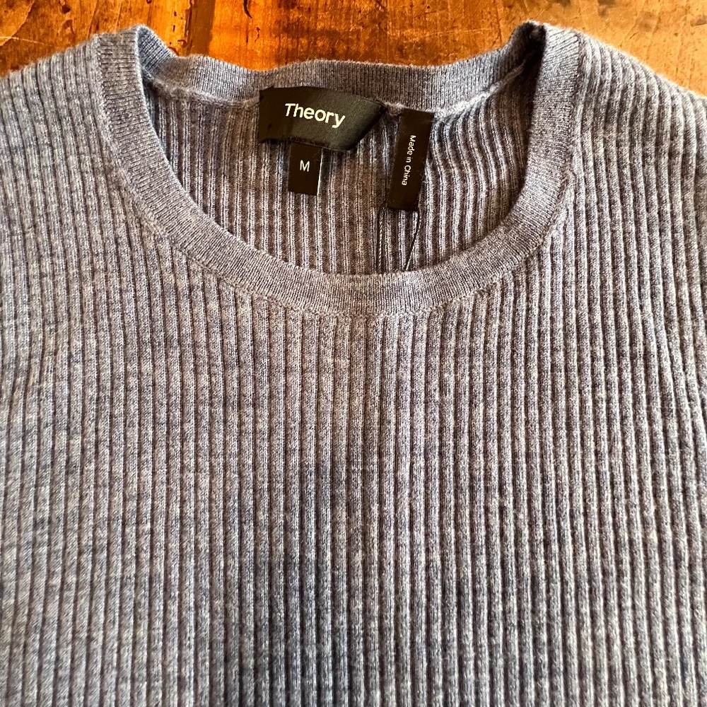 Theory Wool Crew Sweater, Medium, Chambray Blue -NWT